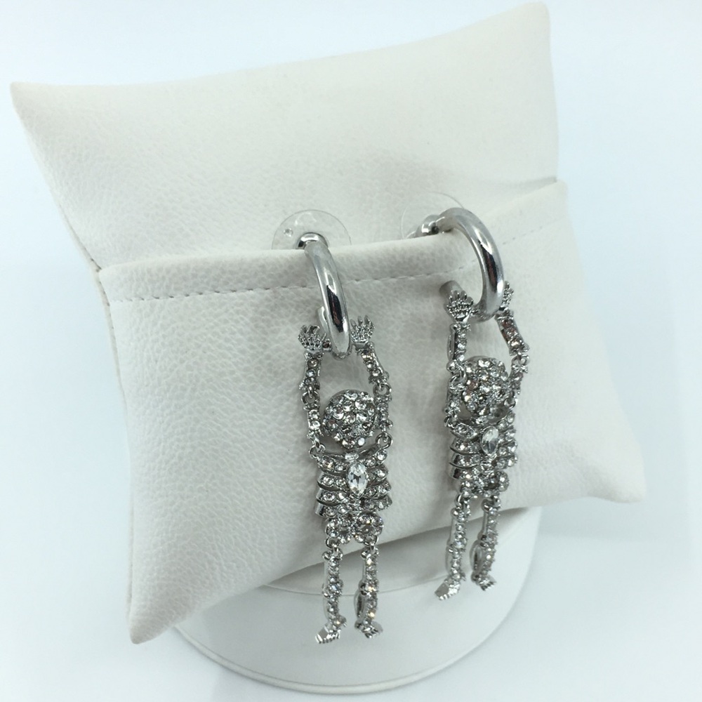 Sugarfix by Baublebar Skeleton Rhinestone Earrings NEW Drop Dead Hottie Gothic - Picture 4 of 10